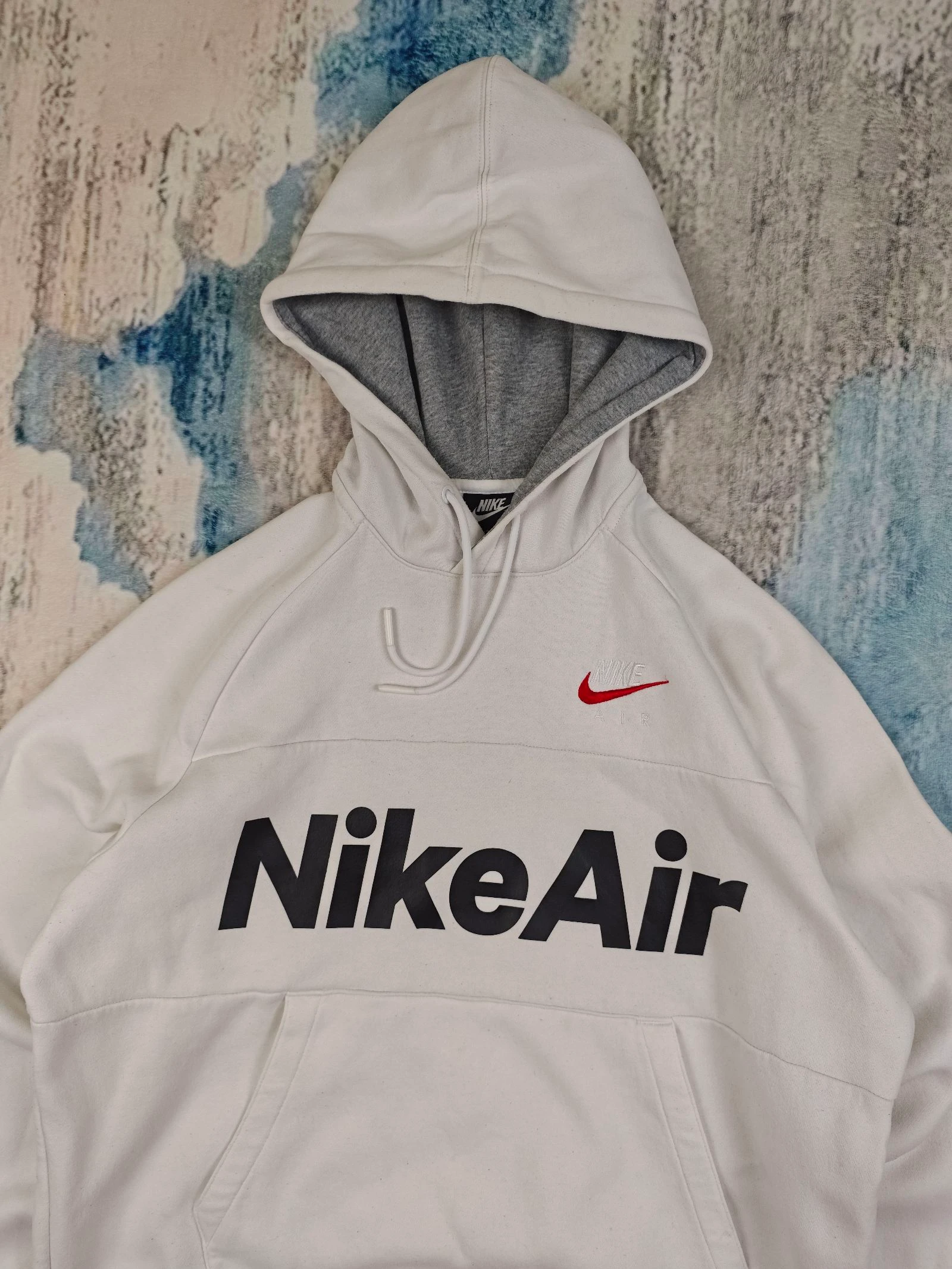 Moletom com capuz Nike Air branco cinza forrado Streetwear Y2K tamanho M – photo 4